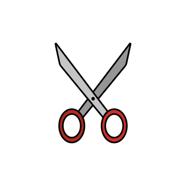 Scissors Flat Icon Isolado Branco Ícone Plano Tesoura Cinza Vermelha —  Vetores de Stock