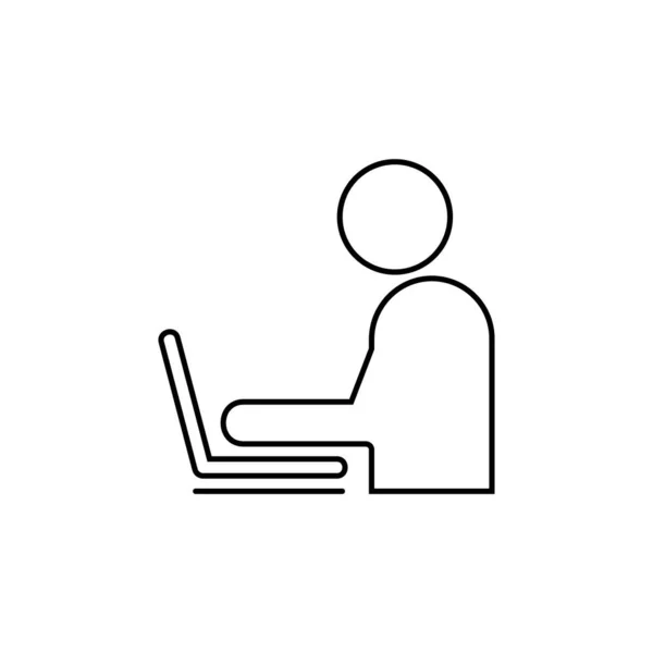 Άνθρωπος Που Εργάζεται Εικονίδιο Γραμμής Laptop Λευκό Φόντο — Διανυσματικό Αρχείο