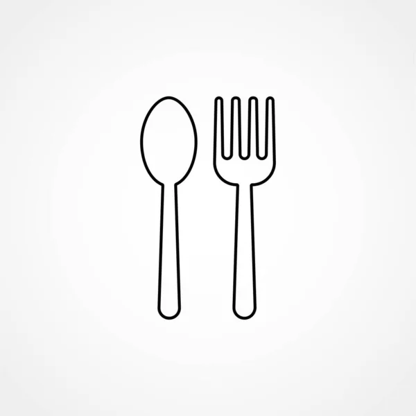 叉子和勺子线图标 轮廓矢量符号 线型象形文字孤立在白色上 菜单符号 标识图解 — 图库矢量图片