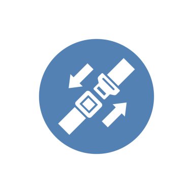 Emniyet kemeri, rozet, vektör ikonu. Düz vektör çizimi. EPS 10