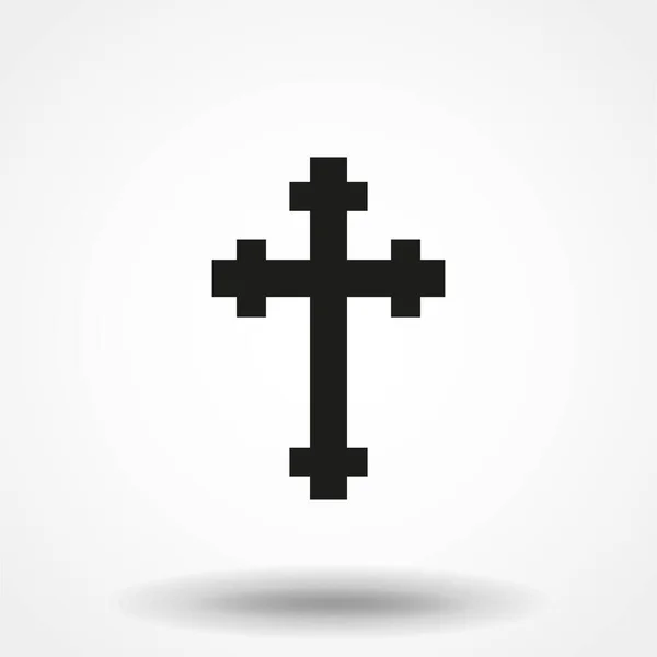 Icono Cruz Cristiana Gris Simple Cruz Cristiana Sobre Fondo Claro — Archivo Imágenes Vectoriales