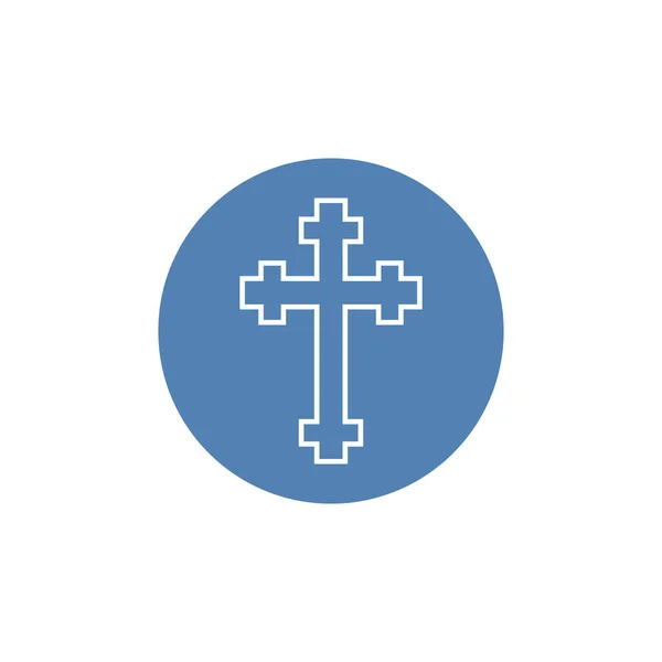 Векторная Иллюстрация Креста Икона Религии Силуэт Плоский Стиль — стоковый вектор