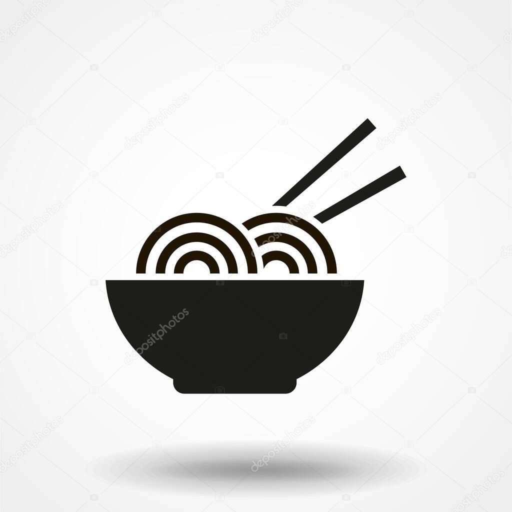 Noodle bowl with chopsticks, vector illustration