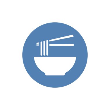 Çubuk ikonlu erişte kasesi. Grafik ve web tasarımı için basit vektör çizimi.