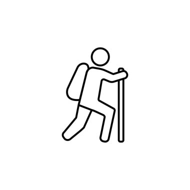 Ağ ve mobil modern minimalist düz tasarım için yürüyüş ikonu. Beyaz arkaplanda vektör siyah simgesi.