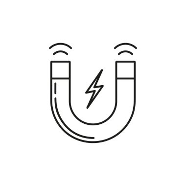 Mıknatıs simgesi vektörü. Web sitesi tasarımı ve mobil uygulamalar için yüksek kaliteli siyah çizgili pictogram. Beyaz arkaplanda vektör illüstrasyonu.