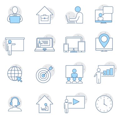 Dış kaynak düz çizgi simgeleri ayarlandı. İşe alım, ortaklık, takım çalışması, serbest meslek, part-time vektör çizimleri. Web tasarımı, mobil uygulama.