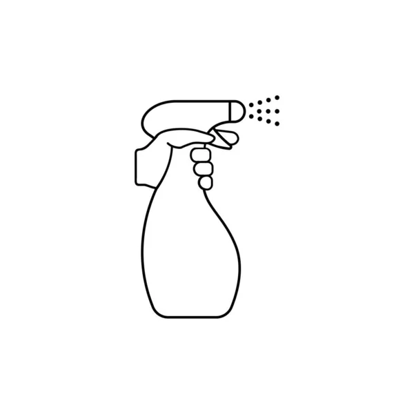 Рука Тримає Піктограму Лінії Пляшки Розпилювача Очищення Дезінфекція Концепції Антисептична — стоковий вектор