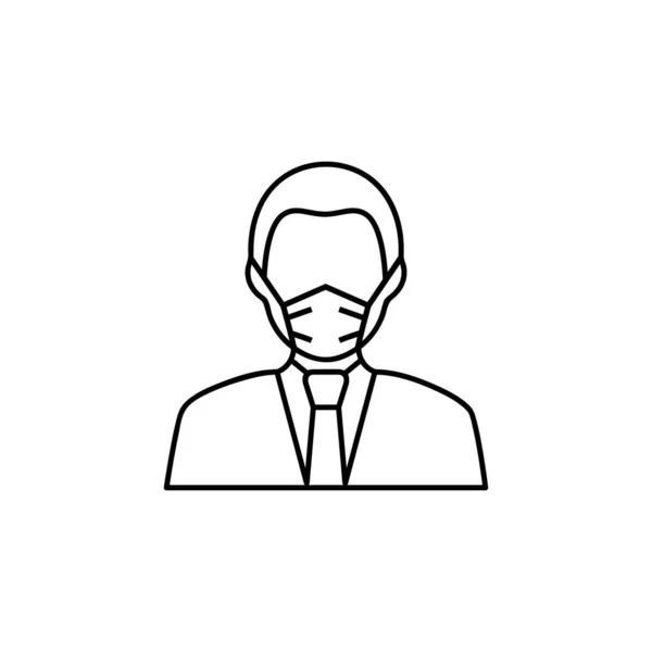 医療マスクラインのアイコンを持つ男 安全呼吸マスクサイン コロナウイルスの顔保護シンボル 品質設計要素 線形スタイルの医療用マスクアイコン Webアプリとモバイルアプリのサインイン — ストックベクタ
