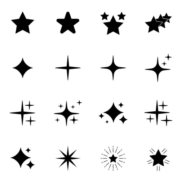 Sparkles Black Template Icons on White Background. Premium symbols isolated on a white background. Eps10