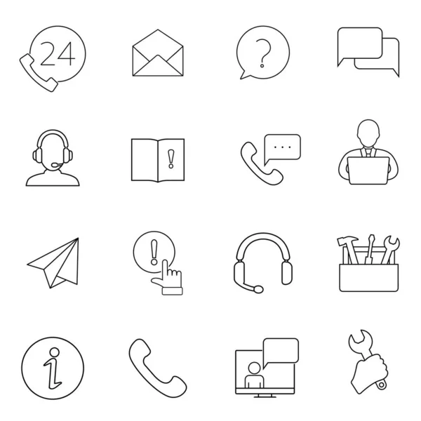 Set Contact Support Related Vector Line Icons Includes Icons Operator — Stock Vector