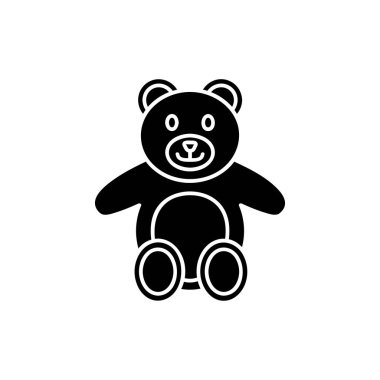 Beyaz arkaplanda sevimli siyah oyuncak ayı simgesi