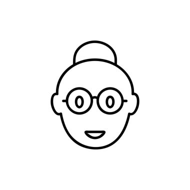 Büyükanne çizgi simgesi, ana hat vektör işareti, beyaz üzerine izole edilmiş doğrusal resim. Büyükanne sembolü, logo çizimi.