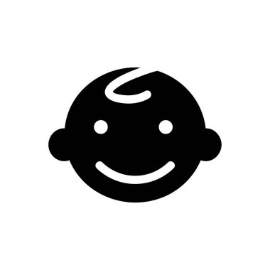 Bebek Yüzlü İkon Logosu. Beyaz arka planda siyah simge. Web tasarımı, mobil uygulama.