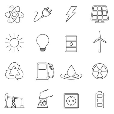 Beyaz arkaplan vektör illüstrasyonunda güç sembolü simgesi. Basit mono lineer pictogram paketi. Logo konsepti, web grafikleri.