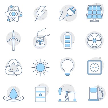 Enerji ve elektrik ikonu ince çizgi şeklinde ayarlandı. Web tasarımı, mobil uygulama.