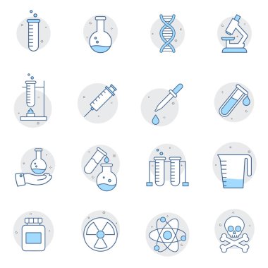 Bilimle İlişkili Basit Renkli Vektör Satır Simgeleri Kümesi. DNA, Analiz, Araştırma, Genetik Değişiklik ve daha fazlası gibi ikonlar içerir. Web tasarımı, mobil uygulama.