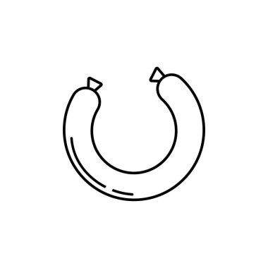 Siyah çizgi sosis simgesi beyaz arkaplanda izole edildi. Izgara sosis ve aroma işareti. Vektör İllüstrasyonu