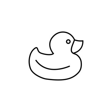 Banyo ördeği ikonu arka planda izole edildi. El çizimi Bath ördeği ikonu. İnce çizgi biçiminde sembol veya logo ögesi