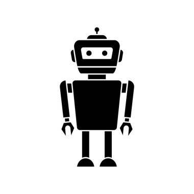 Robot simgesi. Beyaz arkaplanda vektör illüstrasyonu.