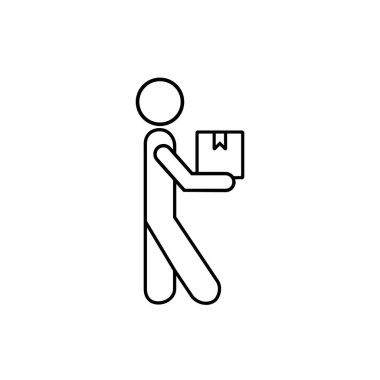 Teslimatçı çizgisi ikonu. Kurye, paket, servis. Web tasarımı, mobil uygulama. Vektör çizimi. Bölüm 10