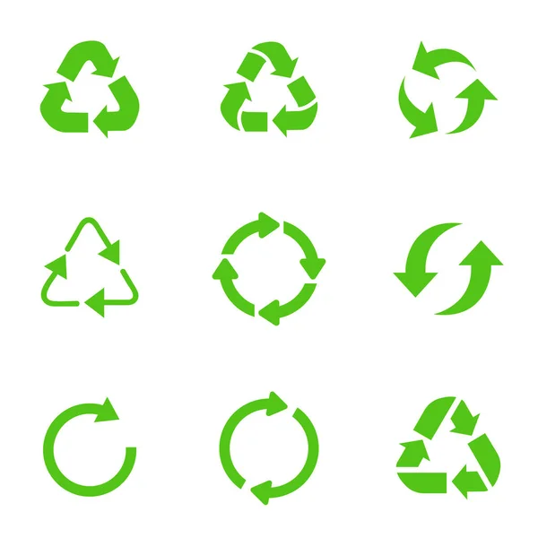 Символ Переработки Экологически Чистых Фондов Набор Стрелок Векторное Изображение Зеленого — стоковый вектор