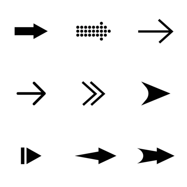 Ilustración Vectorial Del Conjunto Iconos Flecha Negra — Archivo Imágenes Vectoriales