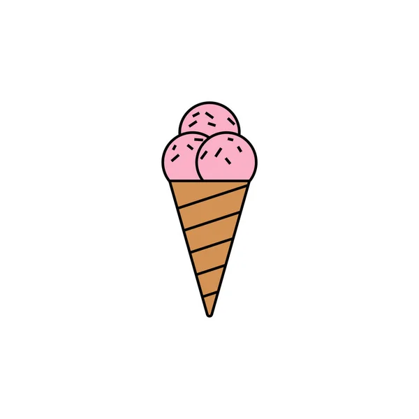 Ice Cream Vector Icon Simple Design White Background — Stock Vector