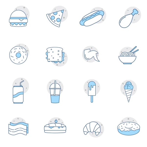 Fast Food Minimalistische Symbole Gesetzt Dünne Vektorsymbole Für Webseiten Design — Stockvektor