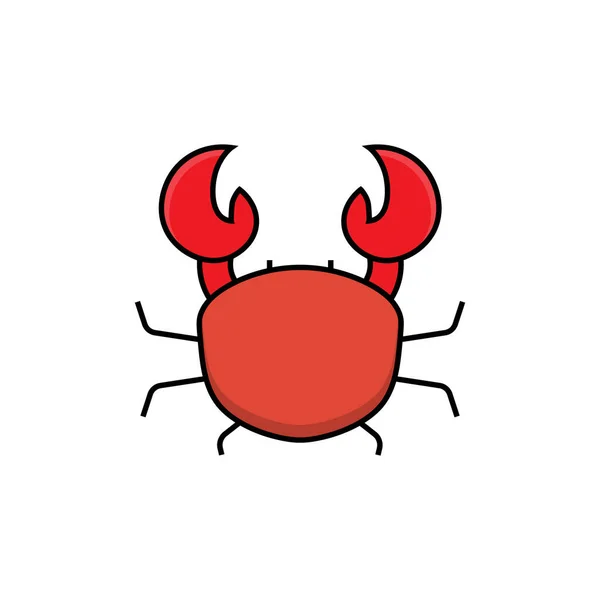 Ilustrasi Vektor Kepiting Merah Berwarna Makhluk Laut Dalam Desain Datar - Stok Vektor