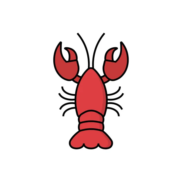 Ikon Crayfish Dalam Gaya Datar Pada Gambar Vektor Latar Belakang - Stok Vektor