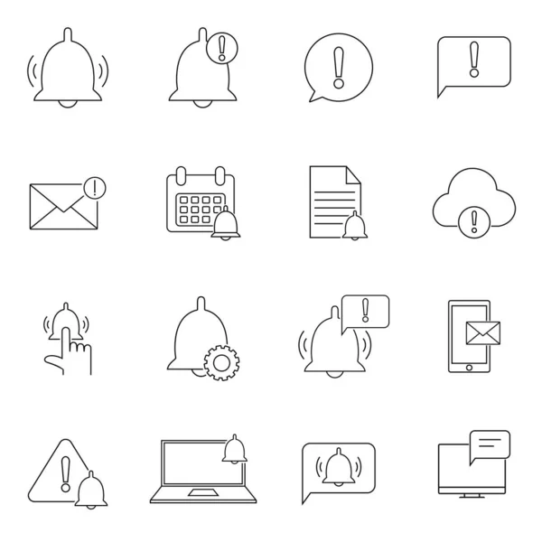 Set Notification Related Vector Line Icons Contains Icons Notice Mute — Stock Vector