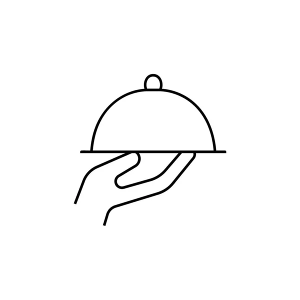 Yemek Tepsisi Simgesi Logo Şablonu Çizim Tasarımı Moda Tarzında Birinci — Stok Vektör