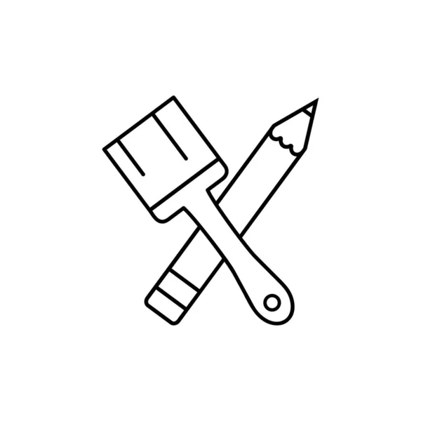 Gekreuzte Umrisse Mit Bleistift Und Pinsel Designer Tools Einfaches Linienvektorsymbol — Stockvektor