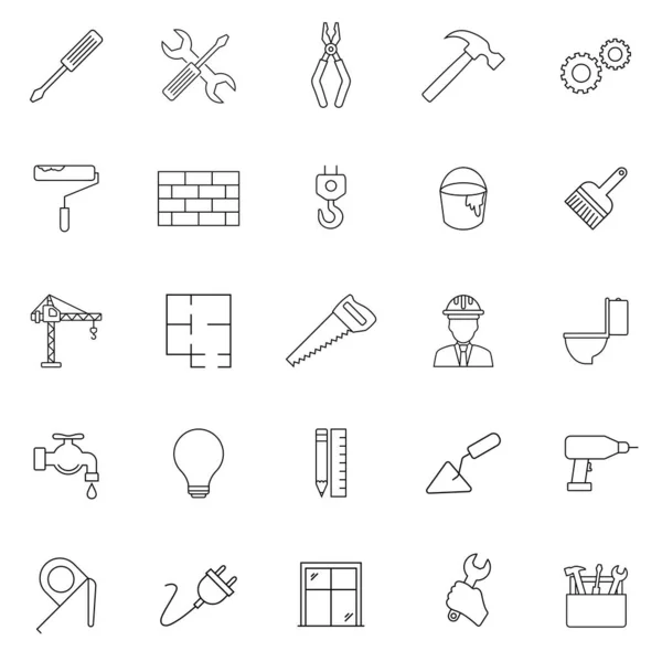 Umrisse Web Icons Set Bau Home Reparatur Tools Vektorgrafische Illustration lizenzfreie Stockillustrationen