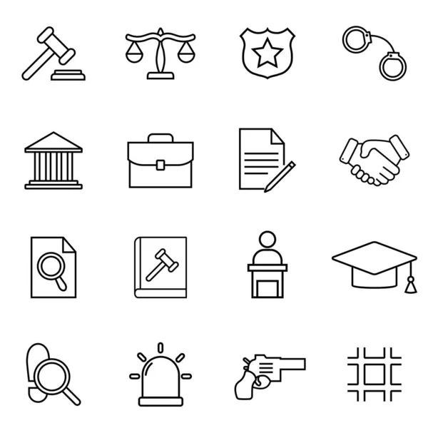 Conjunto Iconos Línea Vectorial Relacionados Con Justicia Incluye Iconos Como Vector de stock