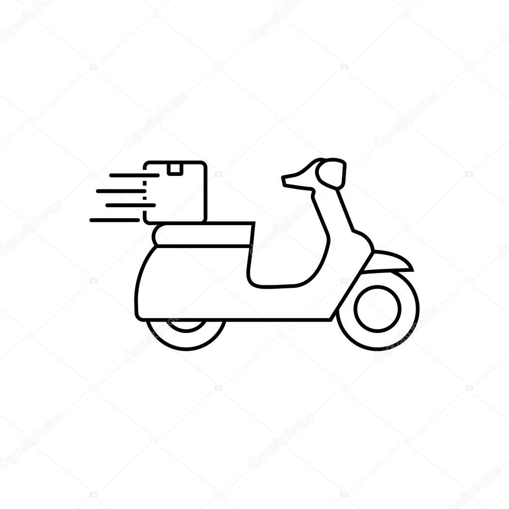 Motorcycle fast delivery icon symbol. Pictogram flat outline design for apps and websites. Premium pack of icons in trendy line style. Vector illustration. Eps10