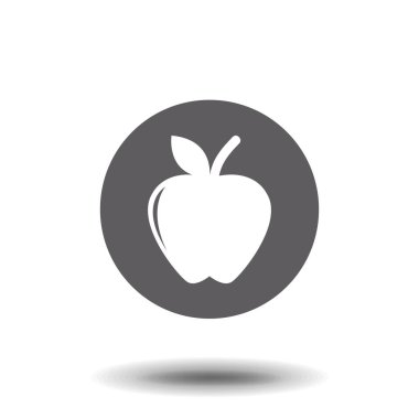 Gri arka plan üzerinde izole trendy düz stil Apple simgesini. Web sitesi tasarımı Apple simgesini logosu, app, UI elma simgesi sayfa simgesi. Apple simge vektör çizim, Eps10.