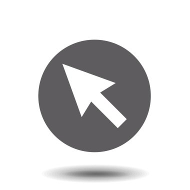 İşaretçi Simgesi gri arka planda yalıtılmış trendy düz stilde. Web sitesi tasarımı, logosu, uygulaması, Ui için imleç ok sembolü. Vektör illüstrasyon, Eps10.