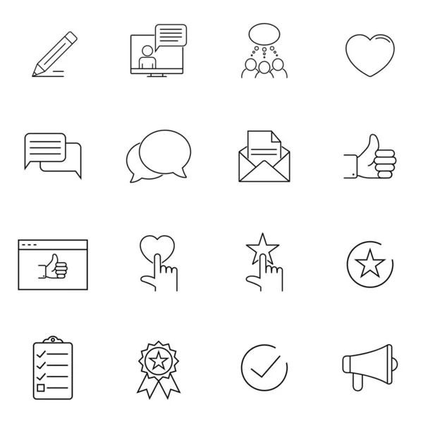 Testimonials Customer Related Vector Line Icons Set Contains Icons Customer — Stock Vector