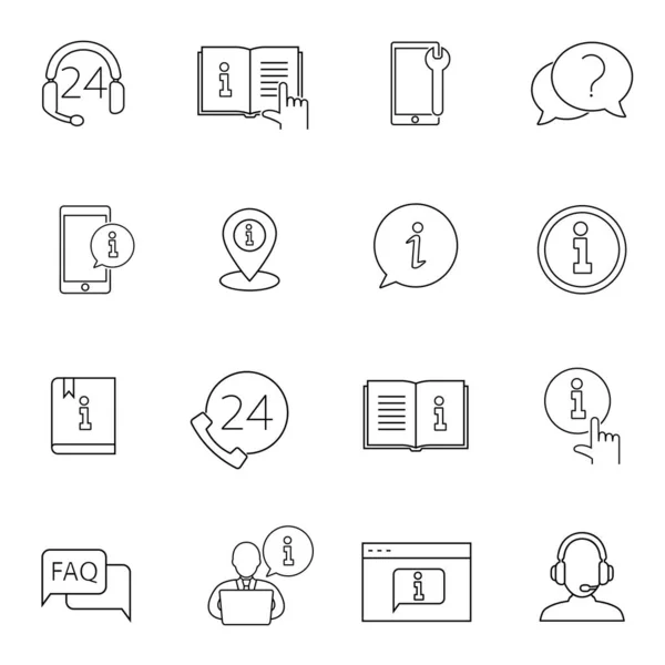 Simple Set Help Support Related Vector Line Icons Contains Icons — Stock Vector
