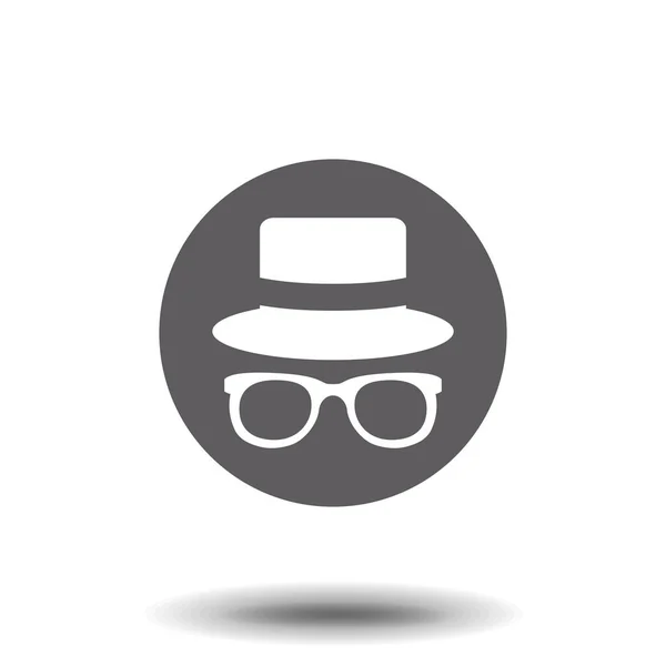 エージェント アイコン スパイ サングラス 帽子とメガネ — ストックベクタ