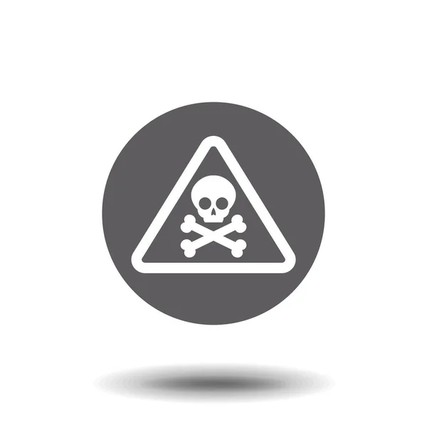 頭蓋骨と骨のロゴ警告アイコン 毒の象徴だ フラットベクトルイラスト 感嘆符のアイコンが付いているベクトル注意記号 リスクサインベクトルイラスト — ストックベクタ