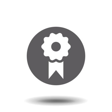 Beyaz zemin üzerinde izole edilmiş modaya uygun düz stil ikonu ödülü. Web sitesi tasarımın için rozet sembolü, logo, uygulama, UI. Vektör illüstrasyonu.