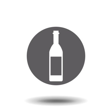 Beyaz arka planda izole edilmiş şarap şişesi ikonu. Vektör illüstrasyonu.