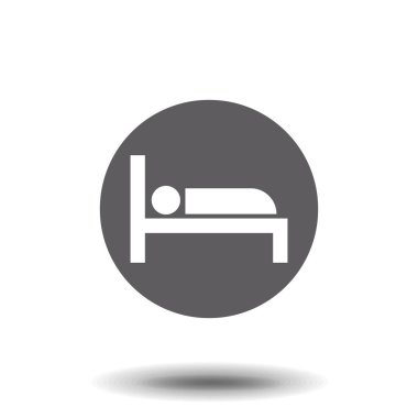 Yatakta insan. düz basit simge vektörü. Basit düz sembol. Resim resim çizimi