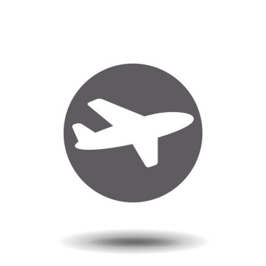 Uçak ikonu. Seyahat Vektörü beyaz arka planda izole edildi. Siyahlı düz vektör çizimi. EPS 10