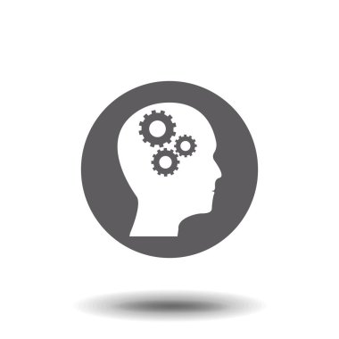 Beyin olarak çarkları olan insan kafası silueti - fikir ve yenilik kavramı