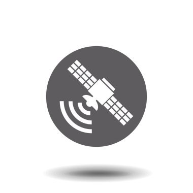 uydu simgesi vektörü, katı illüstrasyon, beyaz üzerine izole edilmiş pictogram