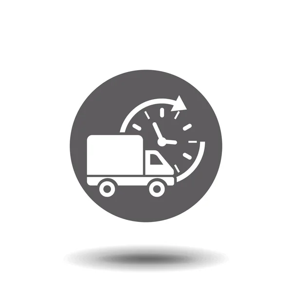 Levering Truck Pictogram Vector Symbool Snelle Verzending Vracht Van Platte — Stockvector